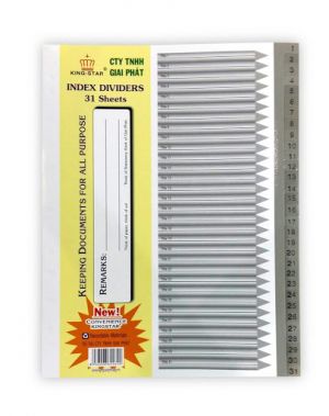 Bìa phân trang nhựa 31 số KingStart xám