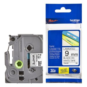 Nhãn in Brother có màng bảo vệ TZe-221 ( 9mm chữ đen nền trắng)