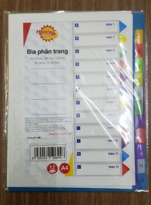 Bìa Phân Trang 12 số nhựa Happy Price